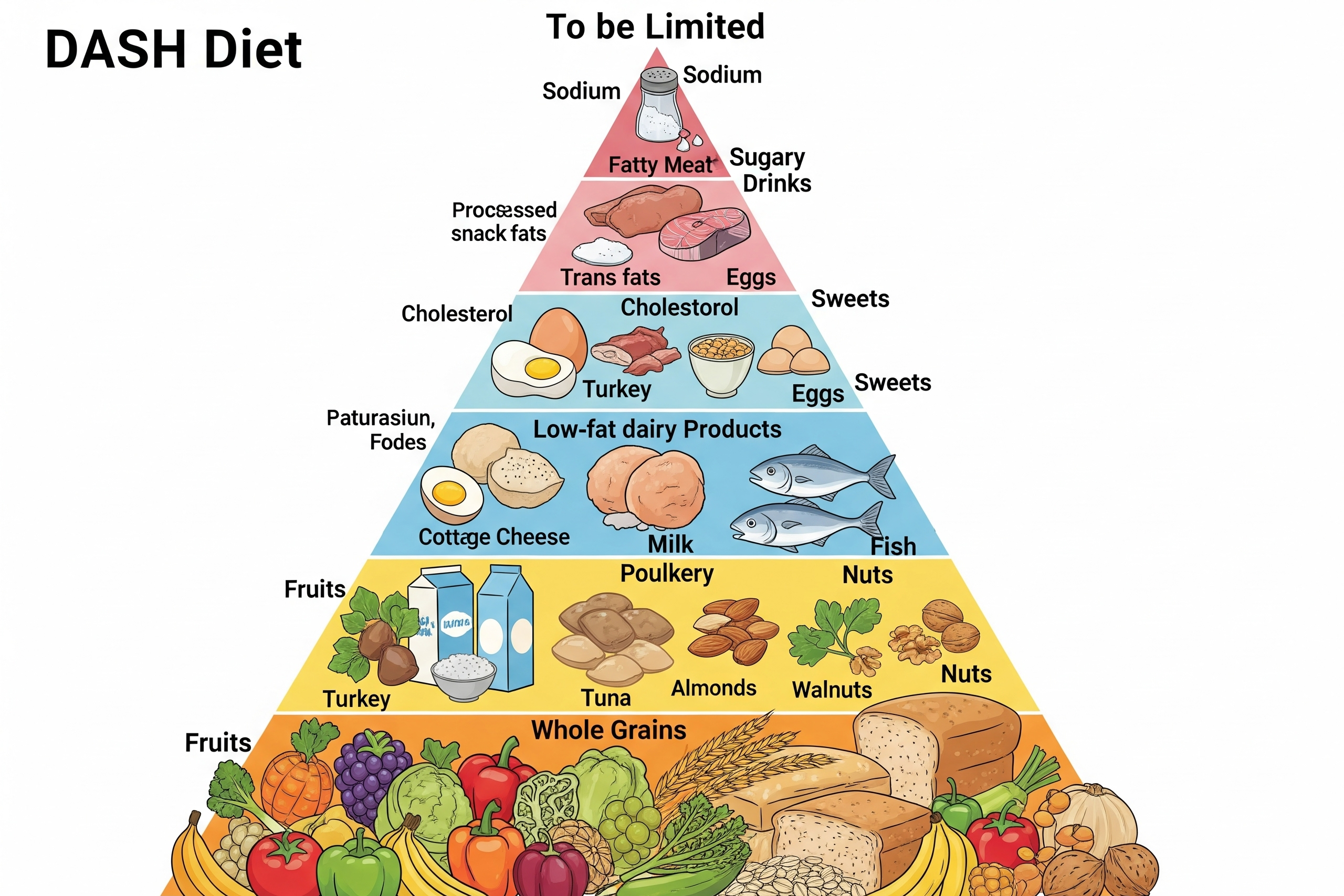 DASH饮食金字塔示意图
