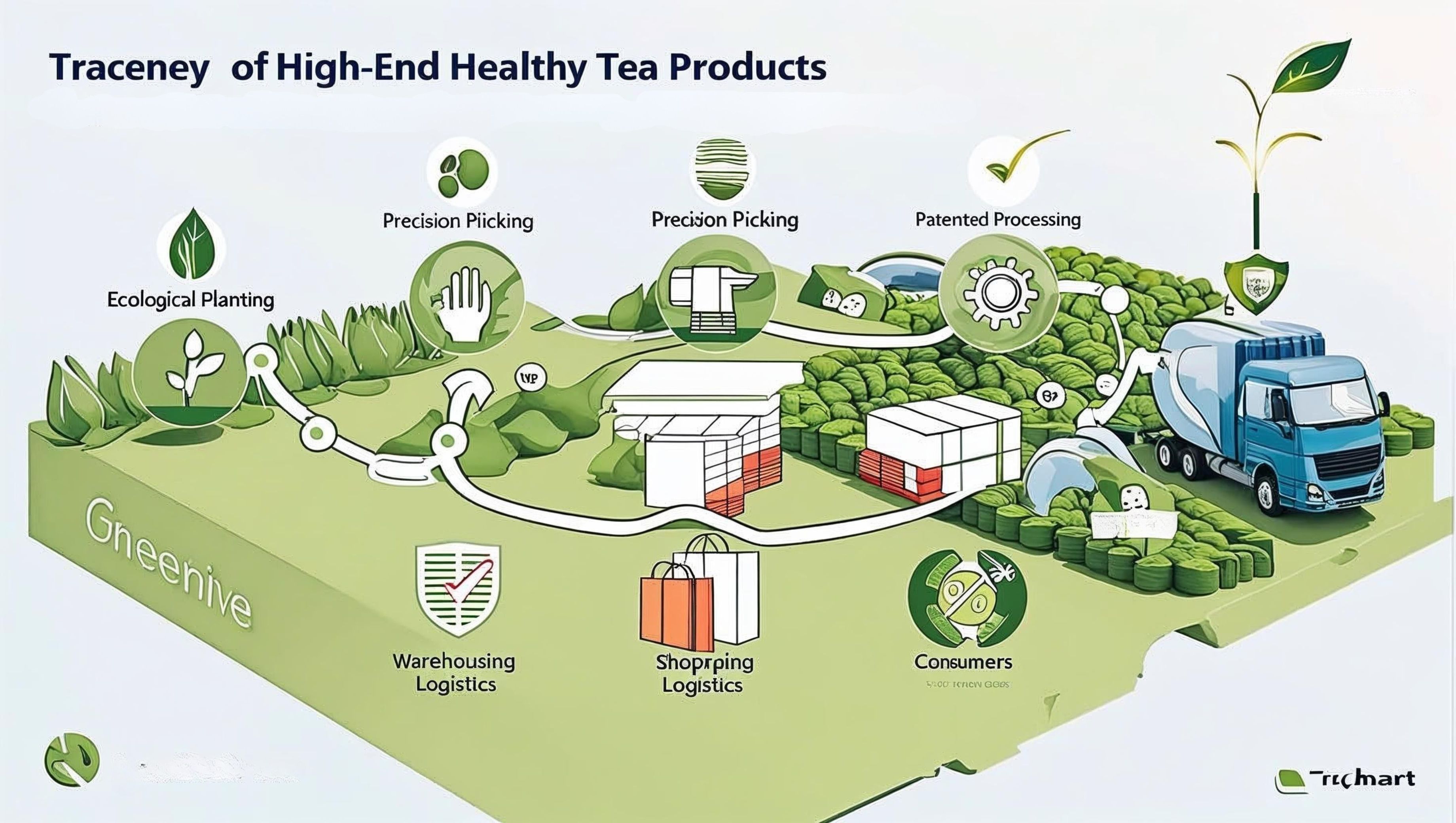 区块链农产品溯源流程示意图